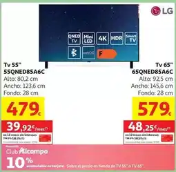 Alcampo Tv 55 qned-miniled lg 55qned85a6c.4k webos (e) oferta