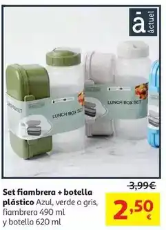Alcampo Set fiambrera 490ml+botella plast 620ml azul actuel oferta