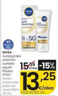 Eroski Nivea - fluido facial solar antimanchas fp50+ oferta