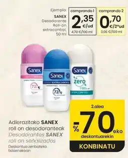 Eroski Sanex - desodorante roll-on extracontrol oferta