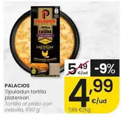 Eroski Palacios - tortilla al plato con cebolla oferta