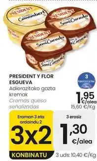 Eroski President/flor de esgueva - cremas queso oferta