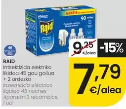 Eroski Raid - insecticida electrico liquido 45 noches aparato+2 recambios oferta