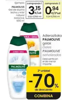 Eroski Palmolive - gel de ducha leche y miel natural balance oferta