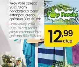 Eroski Pareo kikoy voile 90 x 170 cm, toalla playa estampada o gofrada 80 x 160 cm oferta