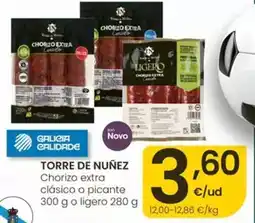 Eroski Torre de núñez - chorizo extra clasico o picante o ligero oferta