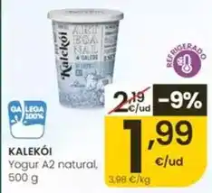 Eroski Kalekói - yogur a2 natural oferta