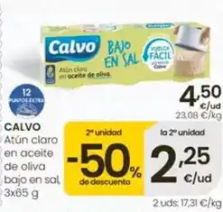 Eroski Calvo - atun claro en aceite de oliva bajo en sal oferta