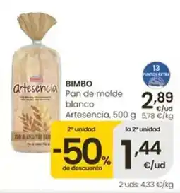 Eroski Bimbo - pan de molde blanco artesencia oferta