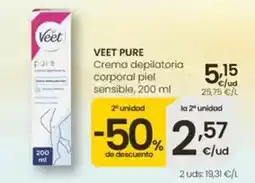 Eroski Veet - pura crema depilatoria corporal piel sensible oferta