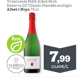 Sorli ALBET I NOVA Vi escumós Petit Albet Brut Reserva DO Clàssic Penedès ecològic oferta