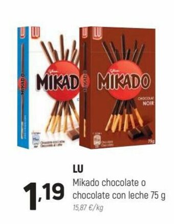 Coviran Lu Mikado Chocolate o Chocolate Con Leche 75 g oferta
