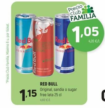 Coviran Red Bull Original, Sandía o Sugar Free Lata 25 cl oferta