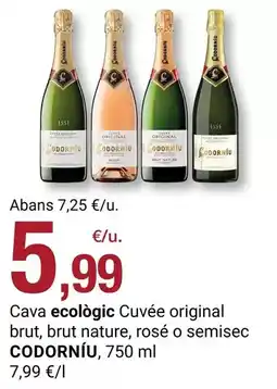 BonpreuEsclat Codorniu - cava ecologic cuvée original brut, brut nature, rosé o semisec oferta