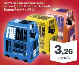 Sorli DAMM Cervesa Free sense alcohol normal, amb llimona o torrada oferta