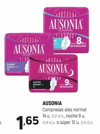 Coviran Ausonia Compresas Alas Normal 14 u., Noche 9 u. o Súper 12 u. oferta