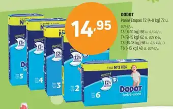 Coviran Dodot Pañal Etapas T2 72 u., T3 66 u., T4 62 u., T5 56 u. o T6 48 u. oferta