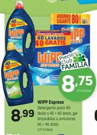 Coviran WIPP Express Detergente Polvo 80 dosis o 40+40 dosis, Gel Limpio&Liso o Antiolores 40 + 40 Dosis oferta