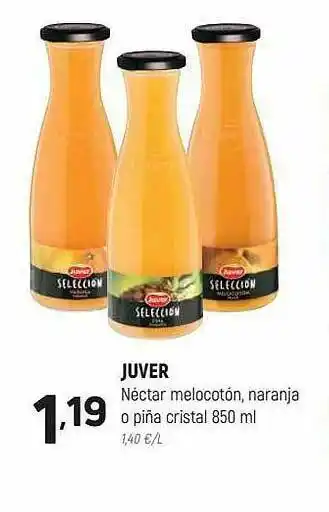Coviran Juver Néctar Melocotón, Naranja O Piña Cristal oferta