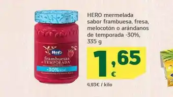 HiperDino Hero Mermelada Sabor Frambuesa, Fresa, Melocotón O Arándanos De Temporado -30% oferta