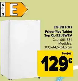 Carrefour INFINITON Frigorífico Tablet Top CL-92L8WEV oferta