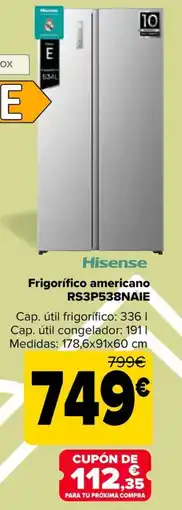 Carrefour HISENSE Frigorífico americano RS3P538NAIE oferta
