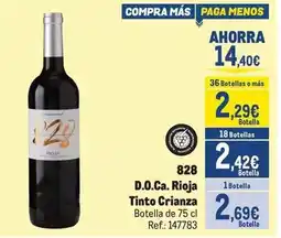 Makro 828 - d.o.ca. rioja tinto crianza oferta