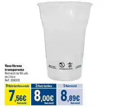 Makro Vaso litrona transparente oferta