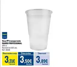 Makro Makro - vaso pp transparente oferta