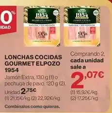 Hipercor Elpozo - lonchas cocidas gourmet 1954 oferta