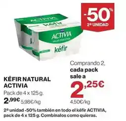 Hipercor Danone - kéfir natural activia oferta