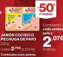 Hipercor Elpozo - jamón cocido o pechuga de pavo oferta