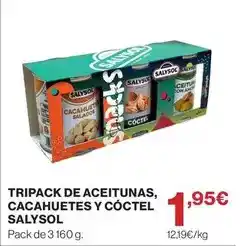 Hipercor Tripack de aceitunas, cacahuetes y coctel oferta