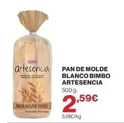 Hipercor Arteiñaki - pan de molde blanco bimbo oferta