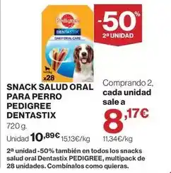 Hipercor Pedigree - snack salud oral para perro oferta
