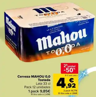 Carrefour MAHOU Cerveza 0,0 Tostada oferta