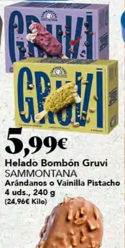 Gadis SAMMONTANA Helado Bombón Gruvi Arándanos o Vainilla Pistacho oferta
