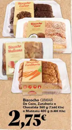 Gadis GIMAR Bizcocho De Coco, Zanahoria o Chocolate o Manzana oferta