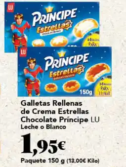 Gadis LU Galletas Rellenas de Crema Estrellas Chocolate Príncipe Leche o Blanco oferta