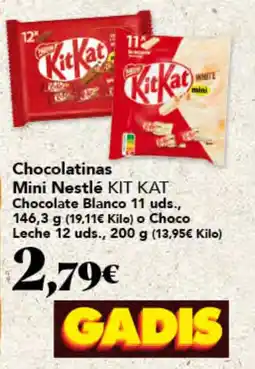 Gadis KIT KAT Mini Nestlé Chocolate Blanco o Choco Leche oferta