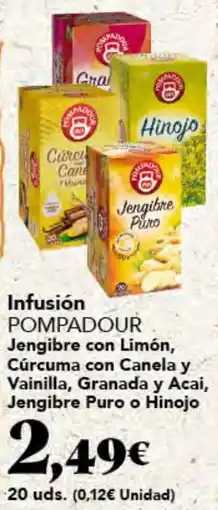 Gadis POMPADOUR Infusión Jengibre con Limón, Cúrcuma con Canela y Vainilla, Granada y Acai, Jengibre Puro o Hinojo oferta