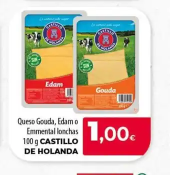Spar Tenerife CASTILLO DE HOLANDA Queso Gouda, Edam o Emmental lonchas oferta