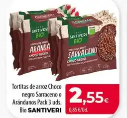 Spar Tenerife SANTIVERI BIO Tortitas de arroz Choco negro Sarraceno o Arándanos Pack 3 uds. oferta