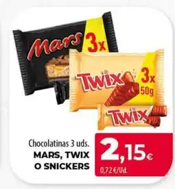 Spar Tenerife MARS, TWIX O SNICKERS Chocolatinas 3 uds. oferta