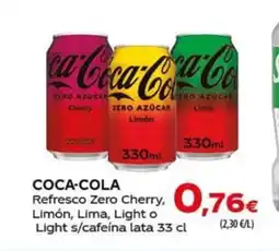 Spar Tenerife COCA-COLA Refresco Zero Cherry, Limón, Lima, Light o Light s/cafeína lata oferta