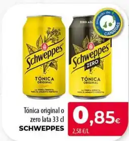 Spar Tenerife SCHWEPPES Tónica original o zero lata oferta