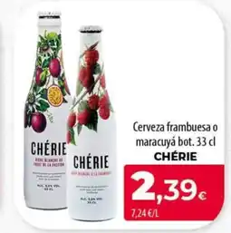 Spar Tenerife CHÉRIE Cerveza frambuesa o maracuyá oferta