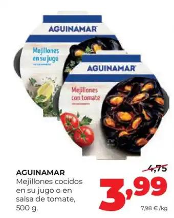 Alimerka AGUINAMAR Mejillones cocidos en su jugo o en salsa de tomate oferta