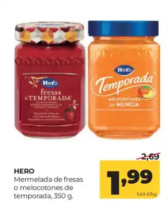 Alimerka HERO Mermelada de fresas o melocotones de temporada oferta