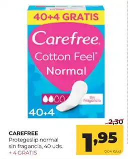 Alimerka CAREFREE Protegeslip normal sin fragancia, 40 uds. oferta